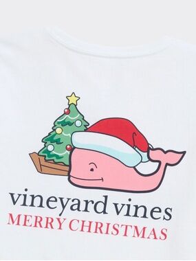 NWT Vineyard Vines Girls Whale Santa Merry Christmas Long Sleeve Tee - L (16)